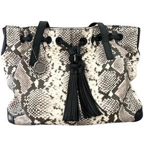 Patricia Nash Witney Shoulder Tote Bag Python Snakeskin Drawstring & Tassel